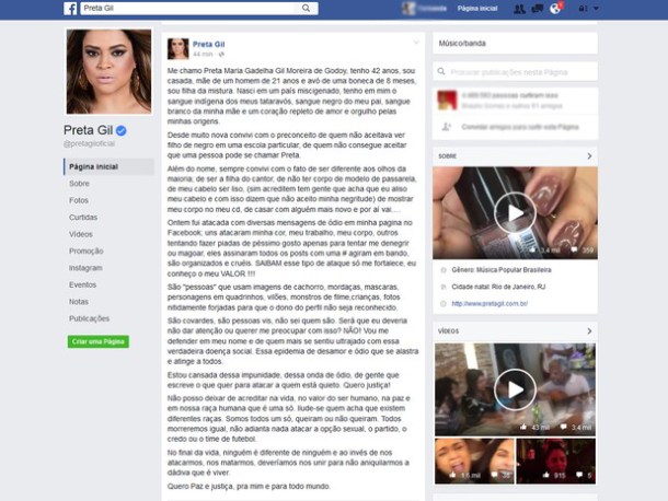 Post de Preta Gil