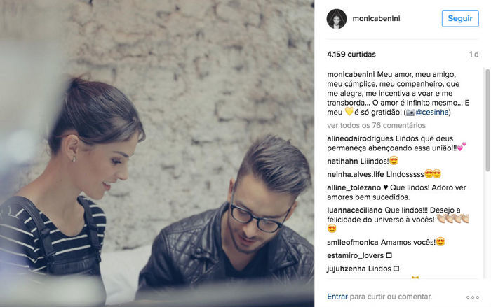 Monica Benini faz declaração de amor para Junior Lima (Crédito: Reprodução)
