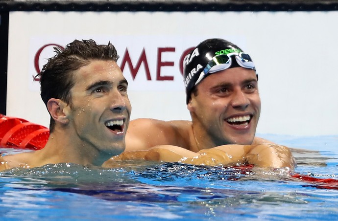 Phelps e Thiago nadaram lado a lado (Crédito: Satiro Sodré/SSPress)