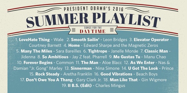 Playlist 'diurna' criada por Barack Obama para o Spotify (Crédito: Reprodução)