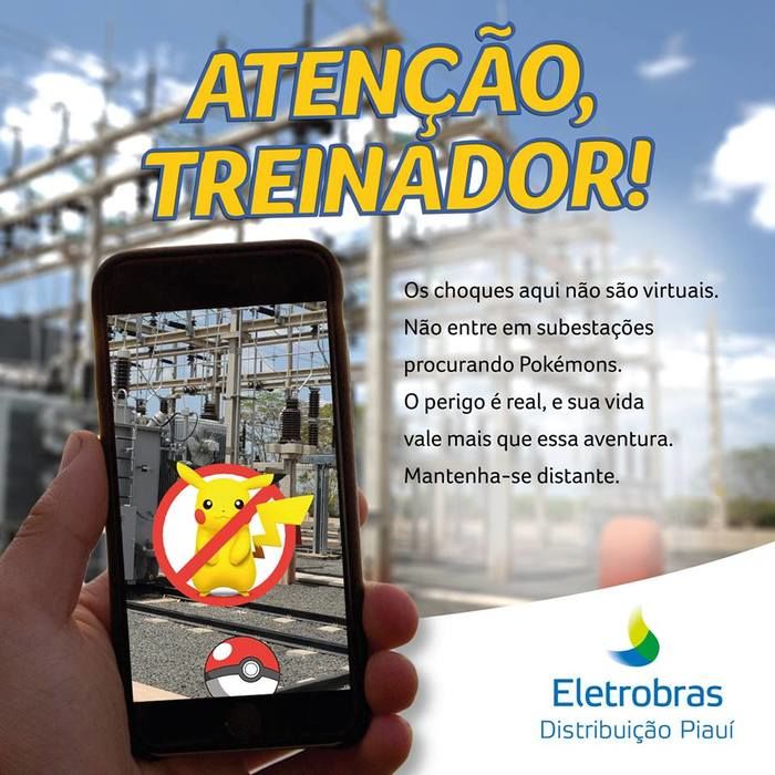 Eletrobras alerta jogadores de Pokémon Go (Crédito: Reprodução)