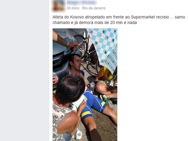 Atleta do Kosovo é atropelado na Barra da Tijuca (Crédito: Reprodução)