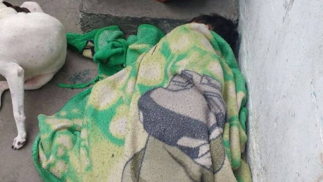 Criança dorme em laje para se abrigar dos tiros no morro do Alemão (Crédito: Reprodução)