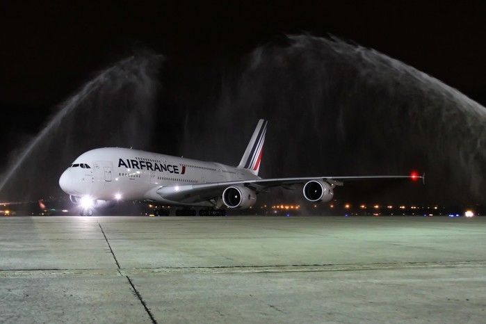 A380 que pousou na noite de segunda no Galeão (Crédito: Divulgação)