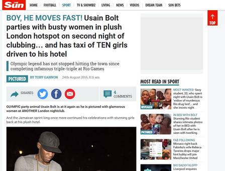 Badalação de Usain Bolt (Crédito: Jornal Extra)