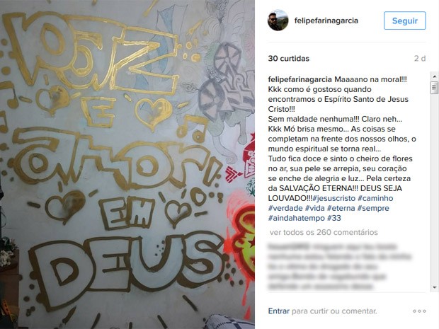 Postagem de Felipe (Crédito: Reprodução)