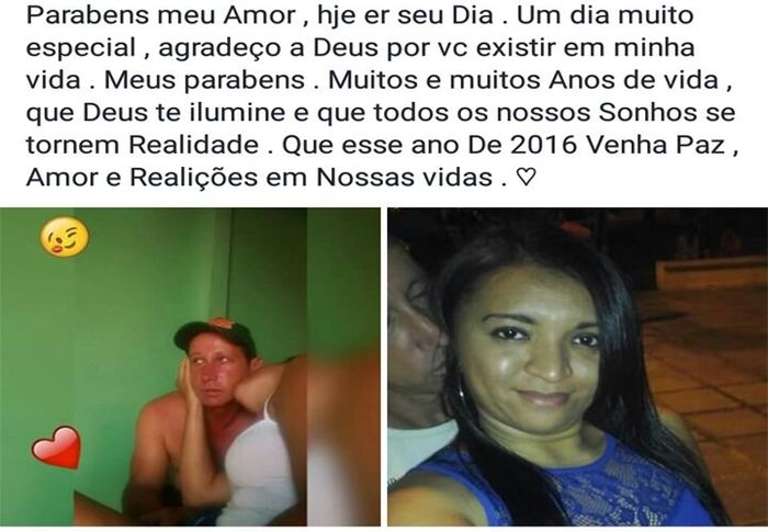 Mensagem de Valdir para Gleiciane na virada do ano (Crédito: Reprodução)