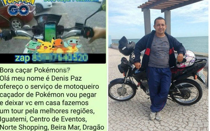 Motoboy do Pokémon está faturando em Fortaleza (Crédito: Divulgação)