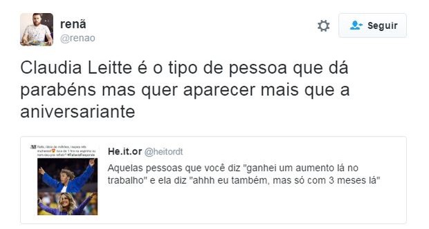 Internauta critica a postagem (Crédito: Reprodução)