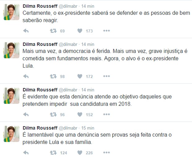 Dilma se manifestou no Twitter (Crédito: Reprodução/ Twitter )