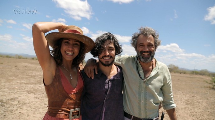 Camila Pitanga, Gabriel Leone e Domingos Montagner em gravações da reta final da trama