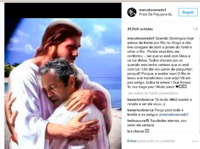 Marcelo Serrado fez homenagem a Domingos (Crédito: Reprodução/ Instagram )
