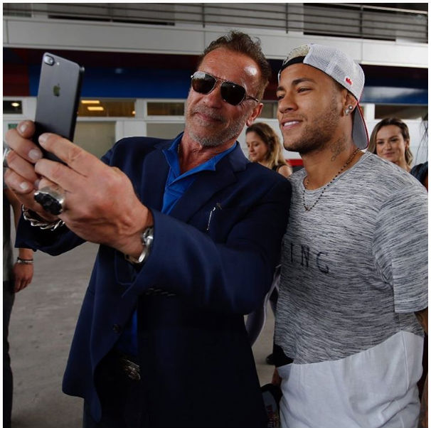 Neymar e Schwarzenegger (Crédito: Reprodução)