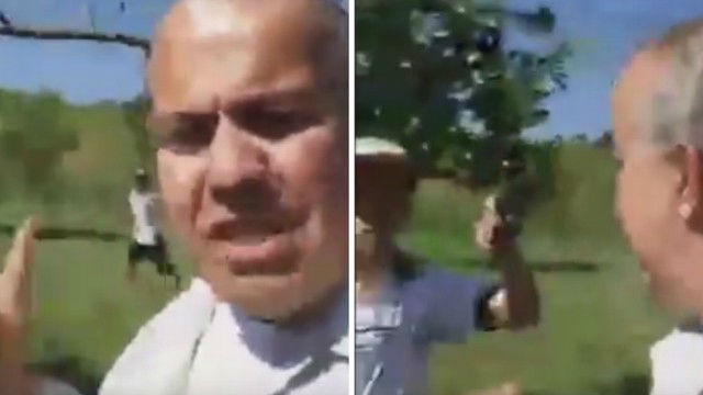 Momento em que o ambientalista foi abordado (Crédito: Reprodução)