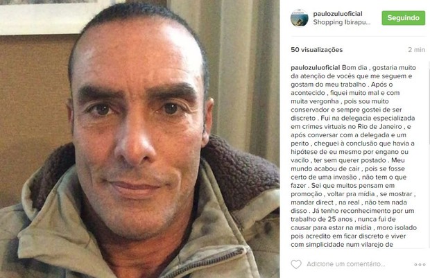 Paulo Zulu faz desabafo em rede social (Crédito: Reprodução/ Instagram)