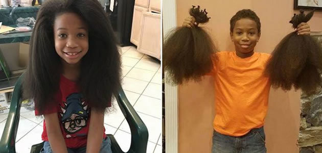 Menino deixa cabelo crescer para doar para crianças com câncer
