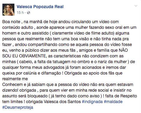 Valesca Popozuda desabafa sobre suposto vídeo íntimo