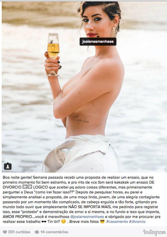 Após divórcio, mulher 'comemora' com fotos sensuais