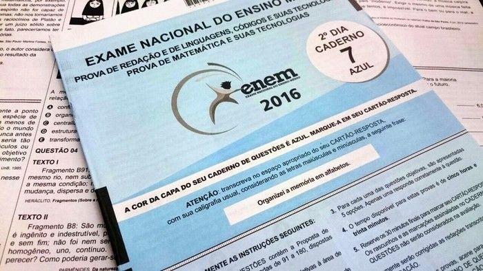 Caderno de prova do Enem 2016 (Crédito: Reprodução)
