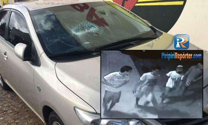 Carro é apedrejado por vândalos