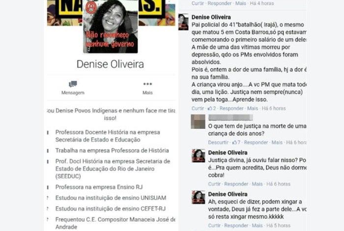 Postagem da professora (Crédito: Reprodução)
