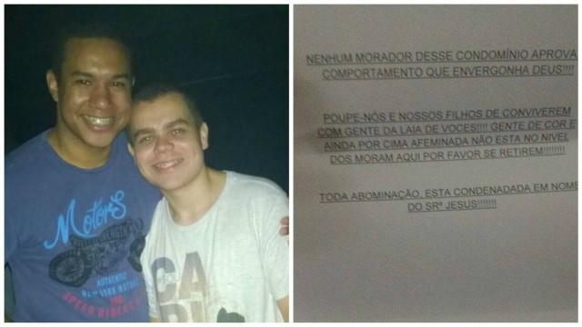 Casal gay recebe carta homofóbica