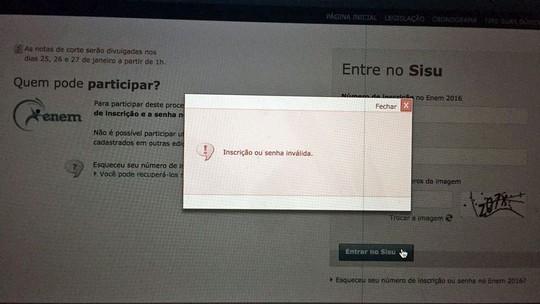 Estudantes relatam problemas para entrar no sistema do Sisu (Crédito: Reprodução)