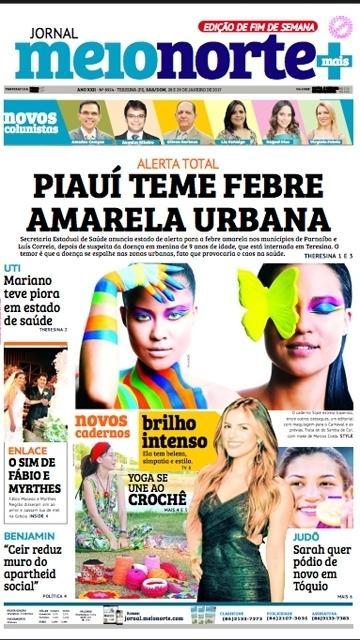 Capa do Jornal Meio Norte da edição do fim de semana (Crédito: Reprodução)
