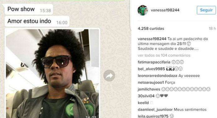 Mulher postou conversa com marido antes da tragédia