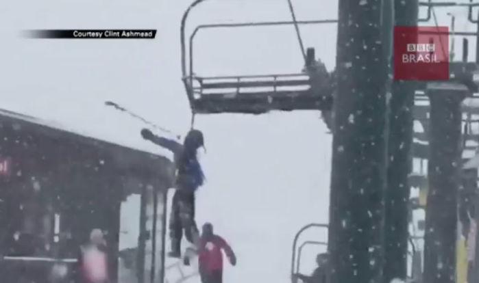 Garoto ficou preso em teleférico em mochila