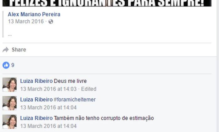 Luiza Ribeiro pediu demissão do cargo
