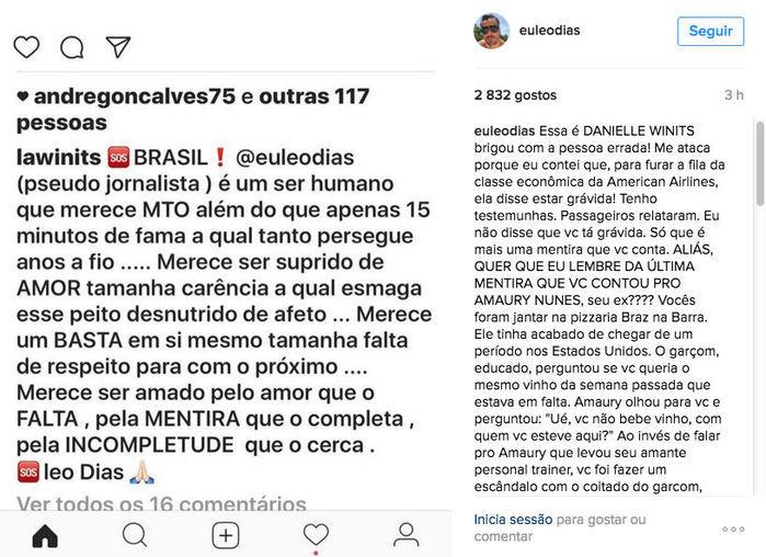 Léo Dias detona Danielle Winits e é ameaçado por marido de atriz