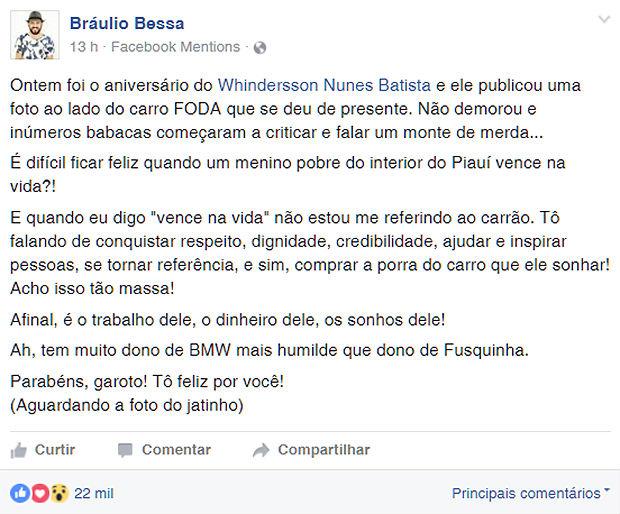 Whindersson Nunes compra carro de luxo avaliado em R$ 500 mil