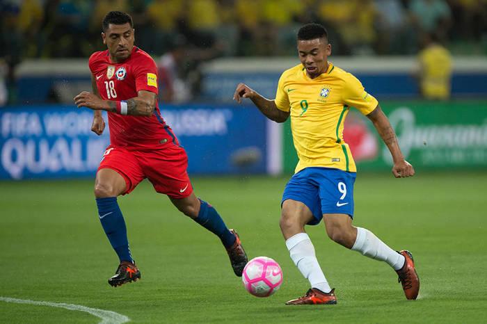 Brasil vence o Chile por 3 a 0 (Crédito: AFP)