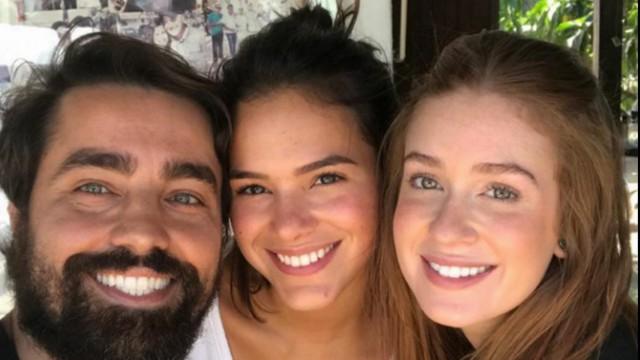 Bruna Marquezine, Marina e Ricardo Pereira nos bastidores de novela