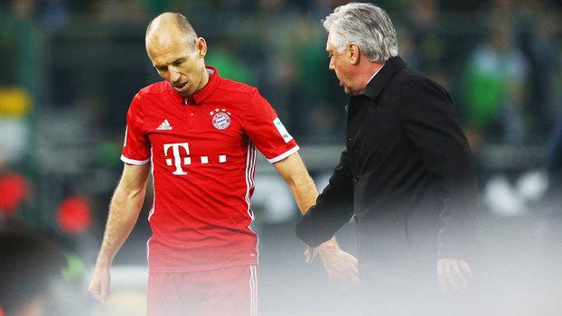 Carlo Ancelotti e Robben não se deram bem no Bayern de Munique (Crédito: Getty)