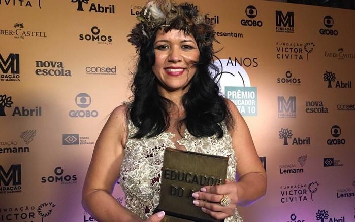 Elisângela Dell-Armelina Suruí, de 38 anos, foi premiada (Crédito: Carol Moreno / G1)