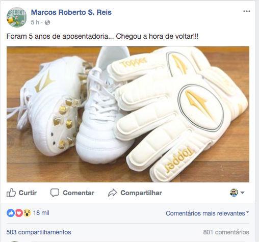 Postagem do ex-goleiro (Crédito: Reprodução)