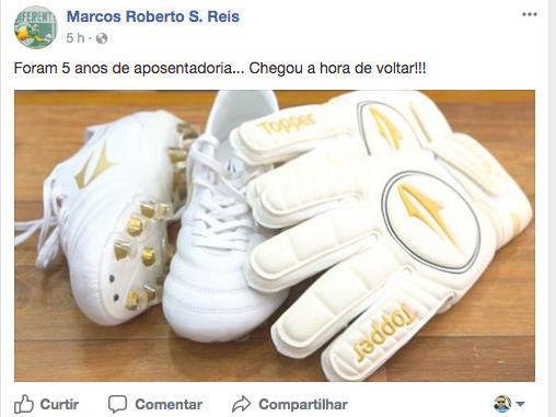 Em postagem, ex-goleiro Marcos sugere retorno aos gramados