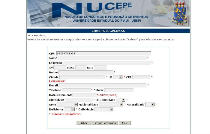 Inscrições para o Concurso do Corpo de Bombeiros do Piauí (Crédito: NUCEPE)