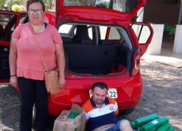 Casal preso com 107 tabletes de maconha em Floriano (Crédito: Polícia Militar)
