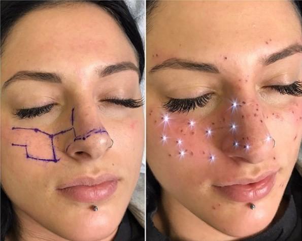 Tatuadora cria sardas que reproduzem constelação de cada signo (Crédito: Reprodução)