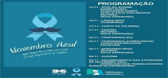Secretaria de saúde divulga programação do novembro azul