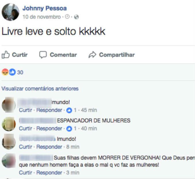 Suspeito postou que estava "livre, leve e solto" (Crédito: Reprodução)