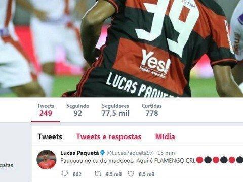 Paquetá perde a linha na web com palavrão após classificação do Fla