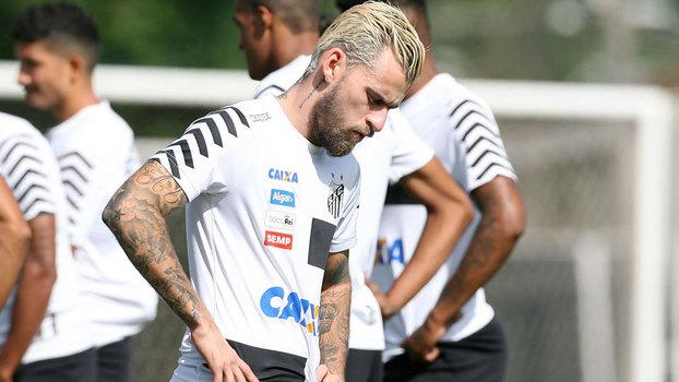 Lucas Lima durante treino do Santos (Crédito: Reprodução)