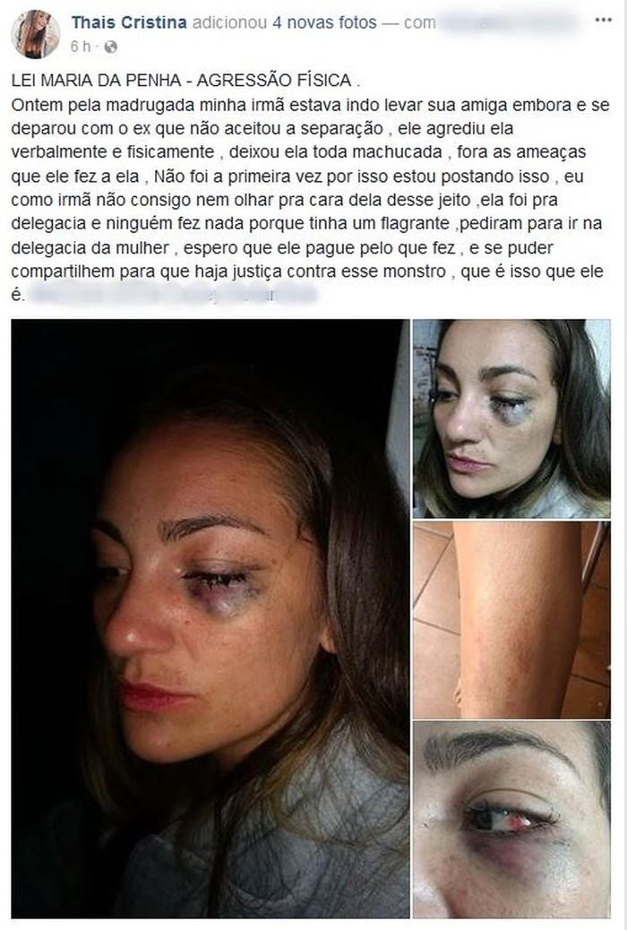 Mulher publicou relato de agressão da irmã no Facebook (Crédito: Arquivo Pessoal)