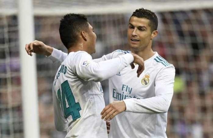 Casemiro e Cristiano Ronaldo marcaram os gols da vitória do Real (Crédito: Gabriel Bouys / AFP)