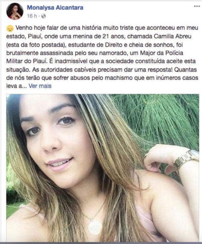 Monalysa está sempre engajada na luta pelos direitos da mulheres (Crédito: Reprodução)