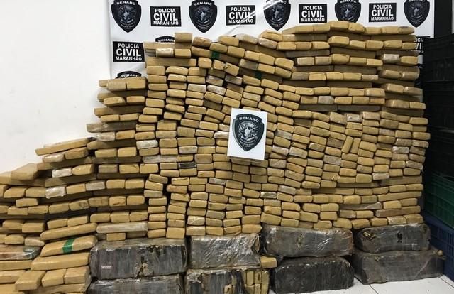 Tonelada de maconha na cidade de Paço do Lumiar (Crédito: Divulgação)